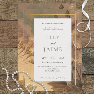 Gold Vintage Glam Floral Modern Wedding Invitation 招待状