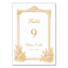 Gold Vintage Ornate Border Wedding テーブルナンバー
