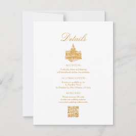 Gold Vintage Ornate Border Wedding Details ノートカード