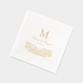 Gold Vintage Ornate Classic Monogram Wedding 箔ナプキン (左)