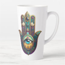 Gold Violet Teal Hamsa w/ Turquoise Third Eye