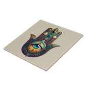 Gold Violet Teal Hamsa w/ Turquoise Third Eye タイル (側面)