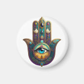 Gold Violet Teal Hamsa w/ Turquoise Third Eye マグネット (正面)