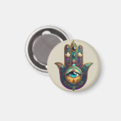 Gold Violet Teal Hamsa w/ Turquoise Third Eye マグネット (正面/裏面)