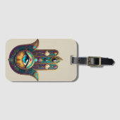 Gold Violet Teal Hamsa w/ Turquoise Third Eye ラゲッジタグ (正面横)