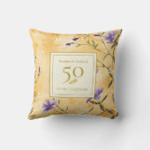 Gold Violets Floral 50th Wedding Anniversary クッション (裏面)