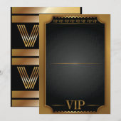 GOLD VIP チケットパス 誕生日招待状（空白） 招待状 (正面/裏面)