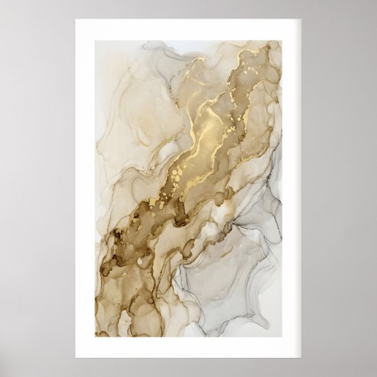Gold Wall Art Print Liquid Metal Look - Soft ポスター (正面)
