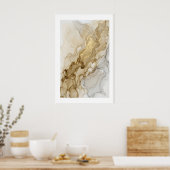 Gold Wall Art Print Liquid Metal Look - Soft ポスター (キッチン)
