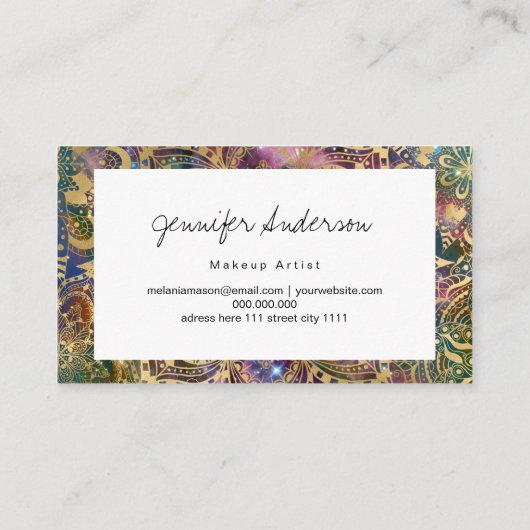 Gold watercolor and nebula mandala 予約カード (裏面)