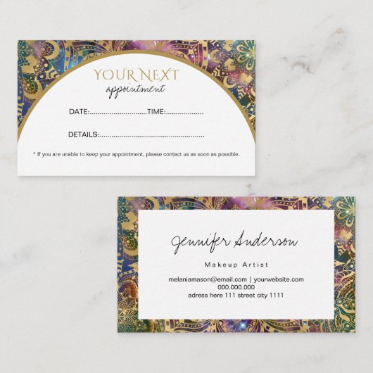 Gold watercolor and nebula mandala 予約カード (正面/裏面)