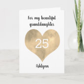 Gold Watercolor Heart 25th Birthday カード (正面)