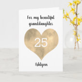Gold Watercolor Heart 25th Birthday カード (黄色い花)
