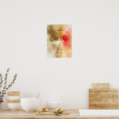 Gold Watercolour Confetti Guest Book Sign Poster ポスター (キッチン)