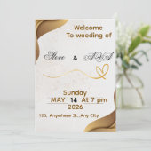 Gold Wave Elegant Wedding Invitation | Soft & Luxu 招待状 (スタンド正面)