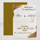Gold Wave Elegant Wedding Invitation | Soft & Luxu 招待状 (正面/裏面)