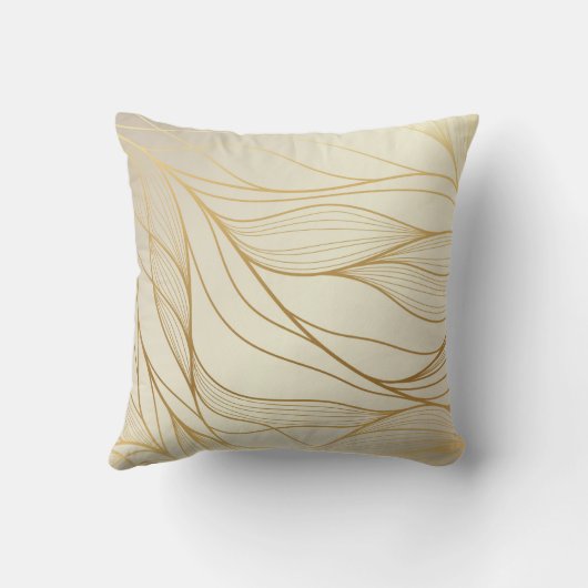 Gold wavy pattern. Luxurious golden linear ornamen クッション (裏面)