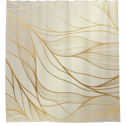 Gold wavy pattern. Luxurious golden linear ornamen シャワーカーテン (正面)