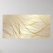 Gold wavy pattern. Luxurious golden linear ornamen ポスター (正面)