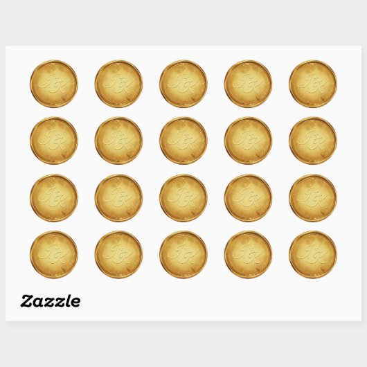 Gold Wax Seal Stickers Initials Wedding Envelope ラウンドシール (シート)
