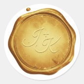 Gold Wax Seal Stickers Initials Wedding Envelope ラウンドシール (正面)