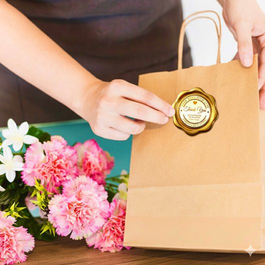 Gold Wax Seal 'Thank You' For Business Sticker ラウンドシール