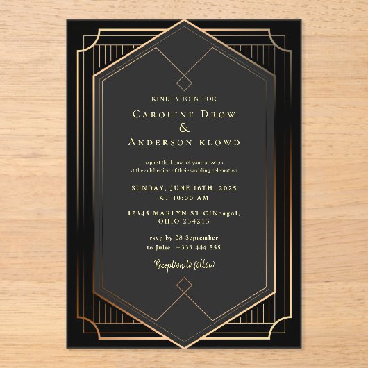 GOLD WEDDING Acrylic Invitations アクリル招待状 (正面)