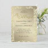 Gold Wedding Invitation with Monogram & Photo 招待状 (スタンド正面)