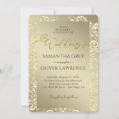 Gold Wedding Invitation with Monogram & Photo 招待状 (正面)