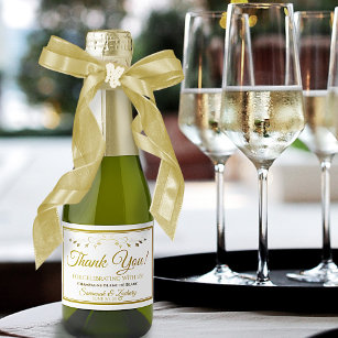 Gold Wedding Mini Sparkling Wine Bottle Label Than スパークリングワインラベル