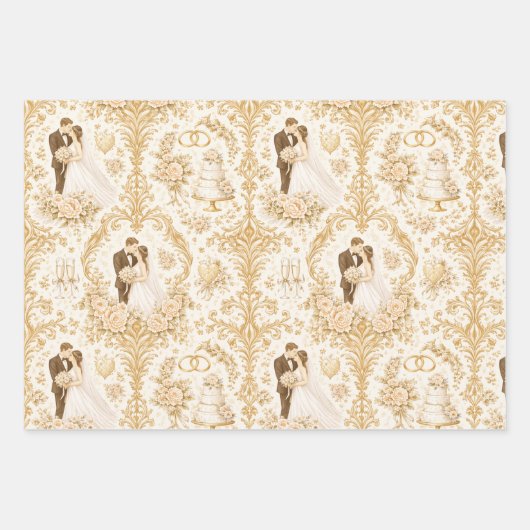 Gold Wedding Pattern ラッピングペーパーシート (正面)