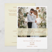 Gold Wedding Photo Just Married Hand Letterd Quote (正面/裏面)