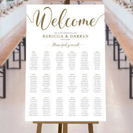 Gold Wedding Seating Chart with 18 Tables ポスター