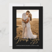 Gold Wedding Thank You Photo Card Minimal Script サンキューカード (正面)