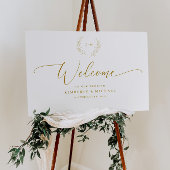 Gold Welcome Sign Wreath Initial ポスター