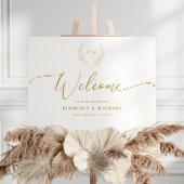 Gold Welcome Sign Wreath Initial ポスター