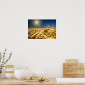 Gold wheat and blue sky with sun ポスター (キッチン)