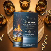 Gold Whiskey Theme Men 40th Birthday Party 招待状
