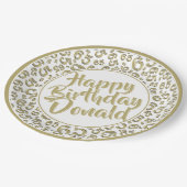 Gold/White 65th Random Number Pattern ペーパープレート (アングル)