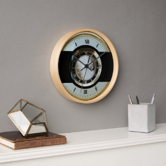 gold white and black modern clock 壁時計