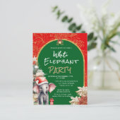 Gold, White And Green White Elephant Gift Exchange シーズンポストカード (スタンド正面)