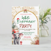 Gold, White And Green White Elephant Gift Exchange 招待状 (スタンド正面)