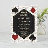 Gold White Art Deco Casino QR Code Gatsby Wedding 招待状 (スタンド正面)