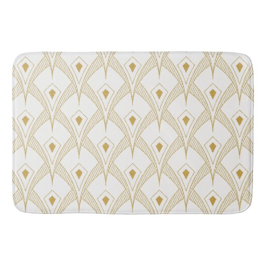 Gold & white art-deco seamless pattern 3 バスマット (正面)