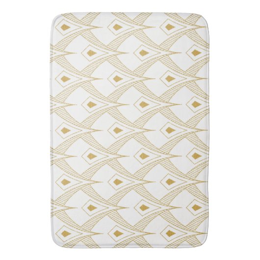 Gold & white art-deco seamless pattern 3 バスマット (正面縦)