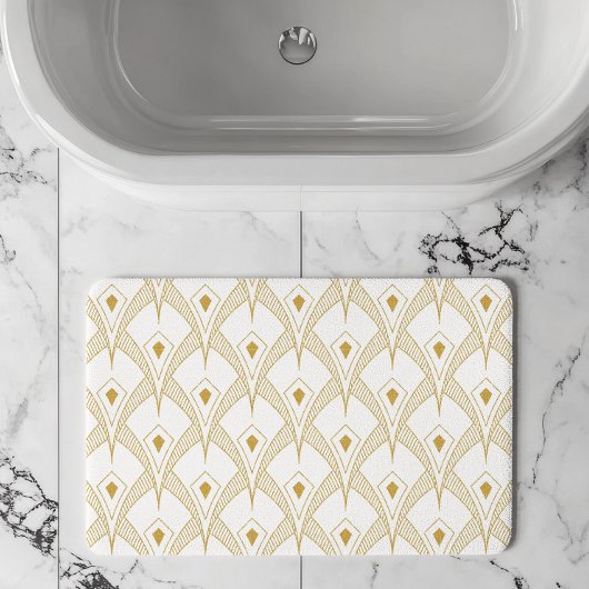 Gold & white art-deco seamless pattern 3 バスマット