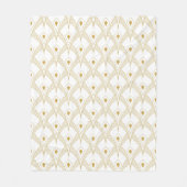 Gold & white art-deco seamless pattern 3 フリースブランケット (正面)