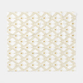 Gold & white art-deco seamless pattern 3 フリースブランケット (正面(横))