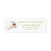 Gold White Christmas Reindeer ラベル (正面)