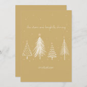 Gold, White, Christmas Tree Stars Elegant Holiday 招待状 (正面/裏面)